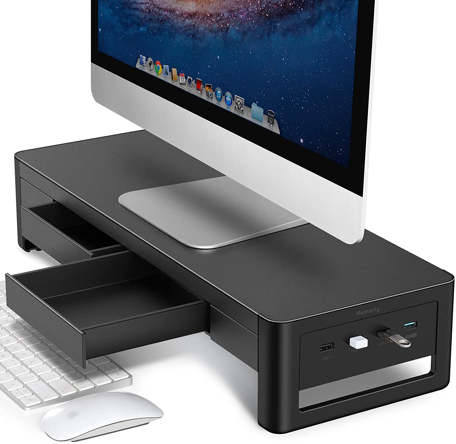 Vaydeer Monitor Stand features a wireless or USB charging station